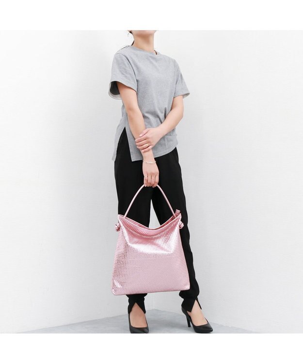 UNBILLION ペルケ perche / レザーメッシュ1本手結びトート ピンク