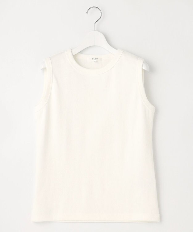 23区 S 【SLOW/洗える】ミドルフライスジャージー ノースリーブ カットソー ホワイト系