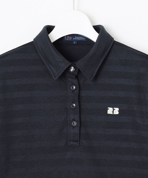 23区GOLF 【WOMEN】ブライトボーダー ポロシャツ 着回し力抜群 1枚で大活躍 高品質 1枚でも◎ ネイビー系