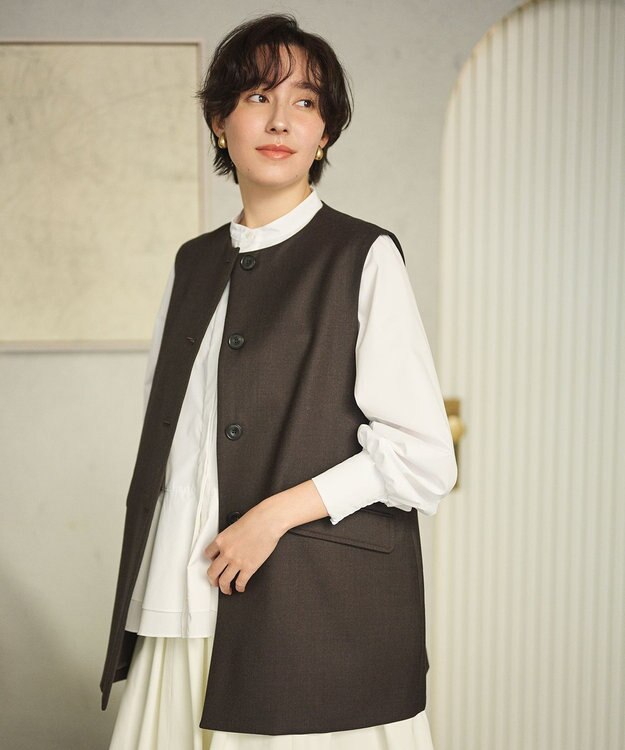 #Newans 大人気ジレが新素材で再登場！チュニックジレ ブラウン