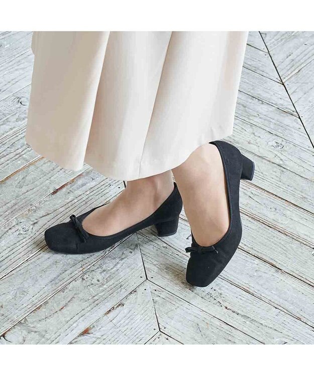 Riz raffinee <Riz raffinee>【レイン対応】リボンパンプス ブラックスエード