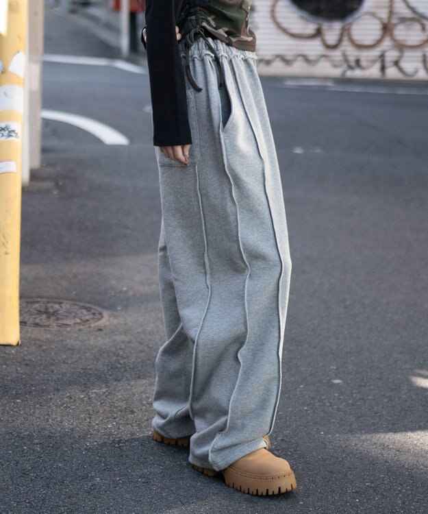 WEGO 【ユニセックス着用ITEM/ウエストゴム】スウィッチングスウェットパンツ 杢グレー