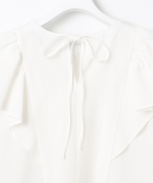 Feroux 【洗える】袖フリルブラウス ホワイト系