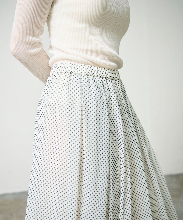 GRACE CONTINENTAL ドットBOXタックスカート ホワイト