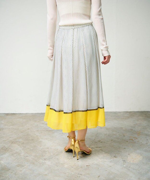GRACE CONTINENTAL ドットBOXタックスカート ホワイト