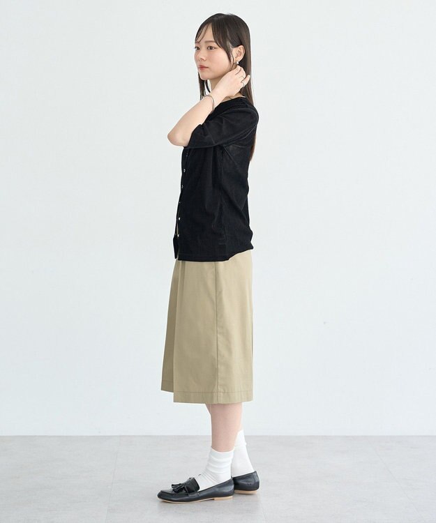 earth music&ecology フロッキーチュールカーディガン Black