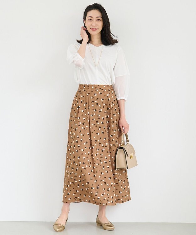 自由区 【セットアップ対応・洗える】ドットプリント スカート ブロンズベース