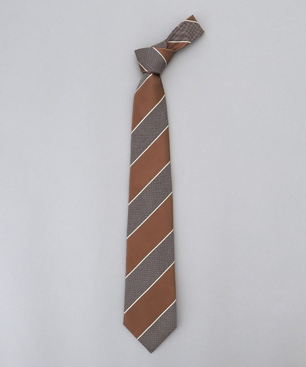 GOTAIRIKU 【日本製】西陣ネクタイ_レジメンタルストライプ柄 ベージュ系1