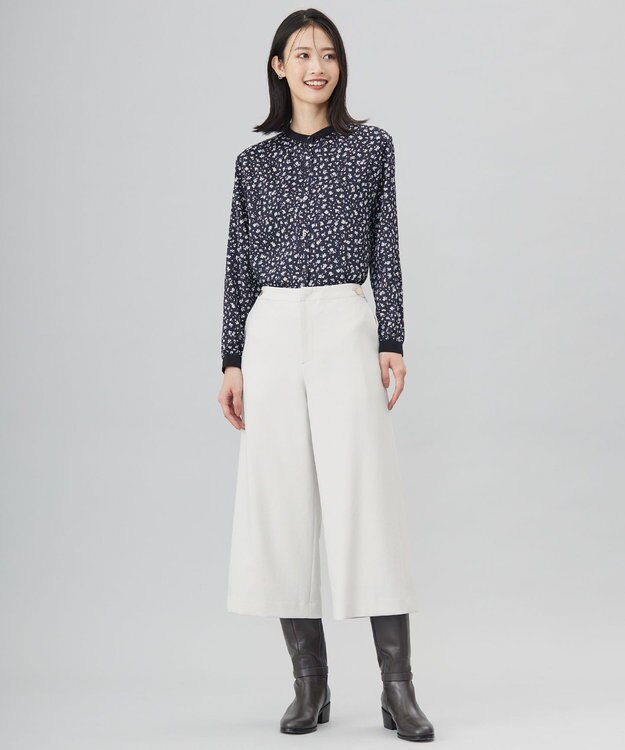 J.PRESS LADIES 【WEB限定カラーあり・洗える】ツムギート flannel ワイド クロップド パンツ アイボリー系