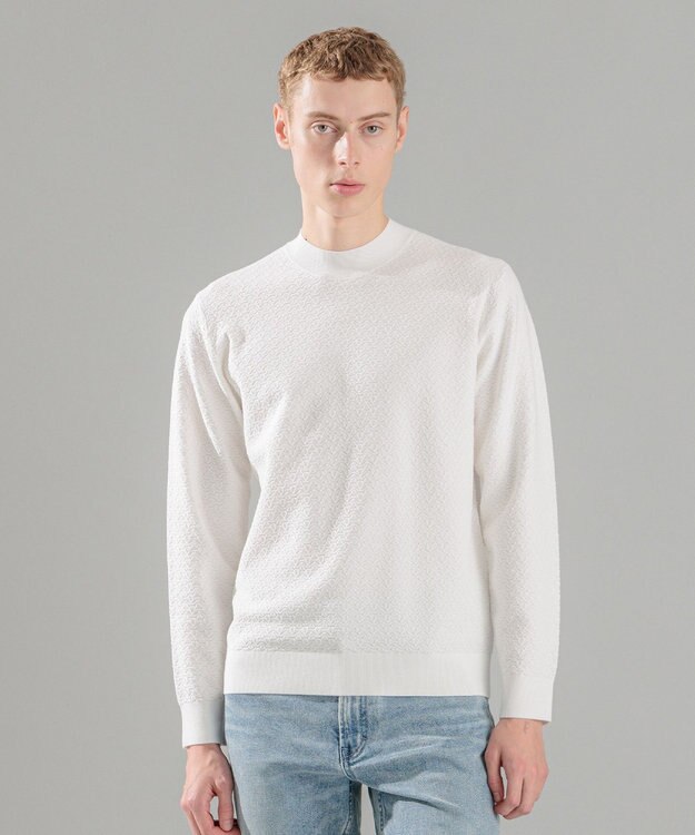 JOSEPH HOMME 新型【洗える】ヴィスコースリンクス　モックネックニット ホワイト系