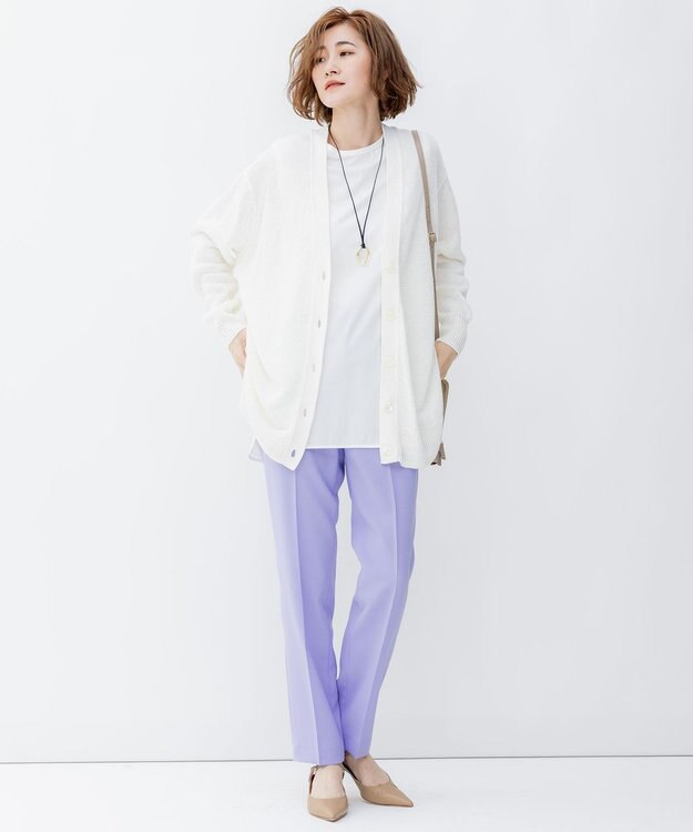 23区 リネンコード カーディガン アイボリー系