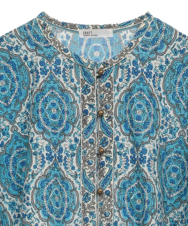 CRAFT STANDARD BOUTIQUE インド綿アラベスク柄ワンピース Blue
