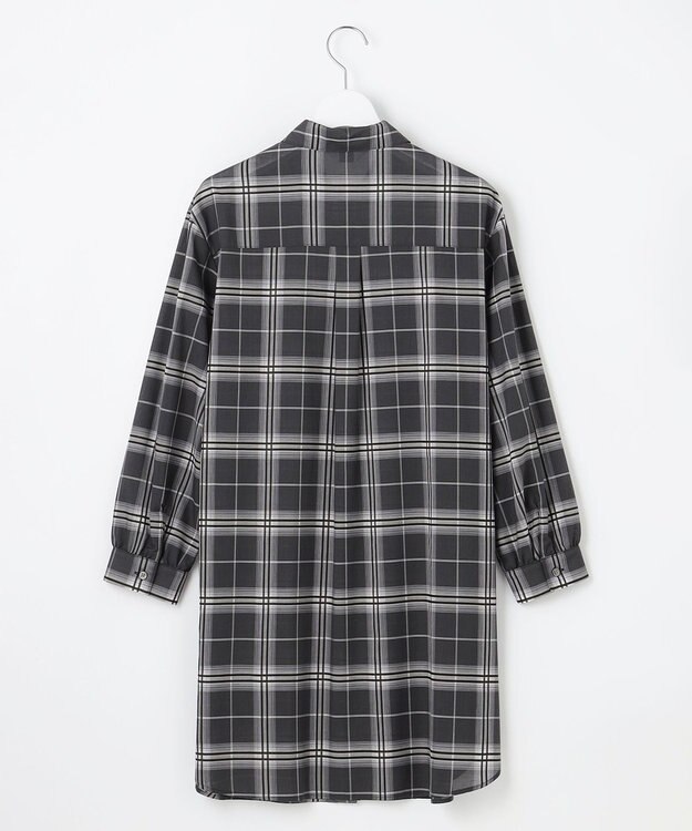 J.PRESS LADIES 【WEB限定カラーあり・洗える】SOFT SHEER チェック ロング シャツ スレートチェック系