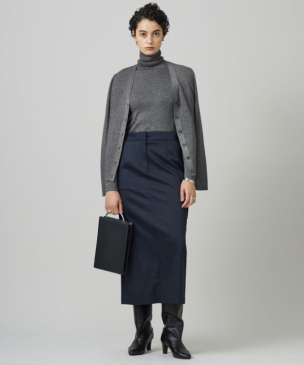 ICB 【CLASSY.1月号掲載・新色追加・洗える】エクストラファインメリノ タートルネックプルオーバー グレーラメ系