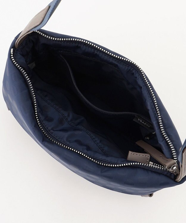 Y'SACCS はっ水ドットジャカード リサイクルレザーコンビ ショルダー ネイビー