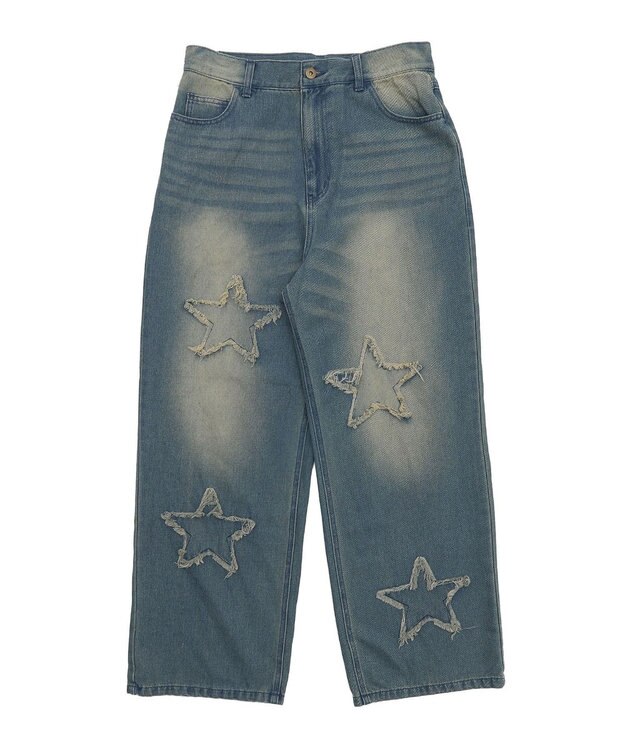 WEGO スターモチーフオーバーダイバギーパンツ ブルー