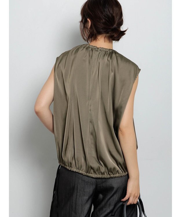 Te chichi サテンサイドリボンブラウス カーキ