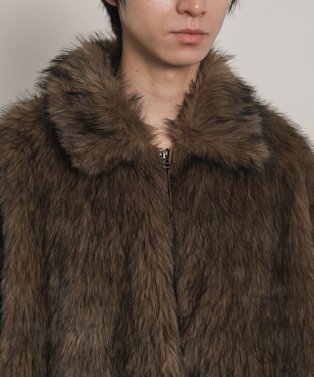 WEGO フェイクファーZIPブルゾン ブラウン