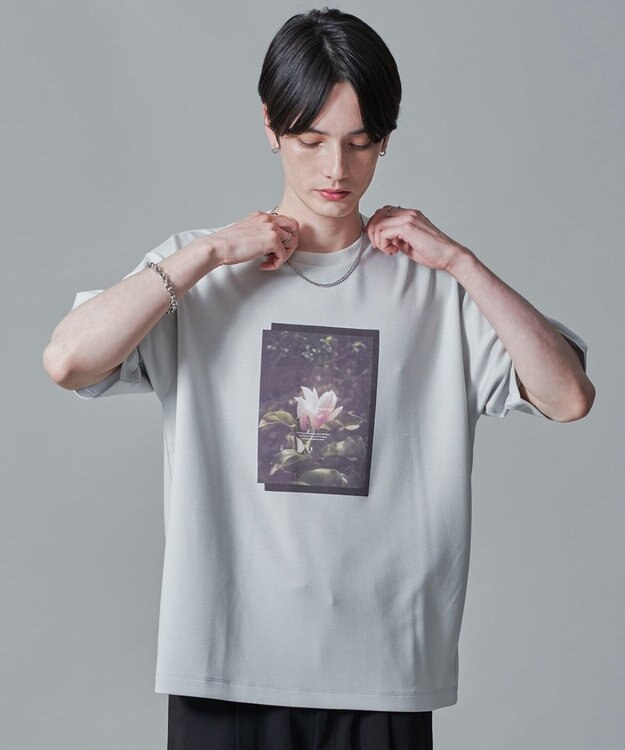 WEGO 【2点SET】アクセ付きフォトグラフィックT（SS） ライトグレー