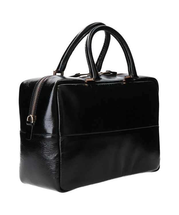 INTER-CHAUSSURES 【CHRISTIAN VILLA】ボックスシルエットレザーハンドバッグ ブラック