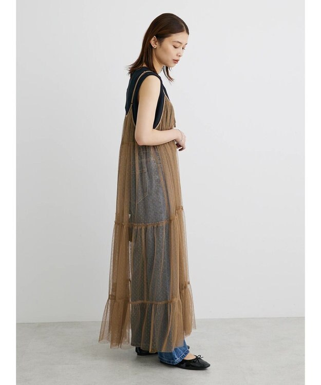 Green Parks ・ＥＬＥＮＣＡＲＥ　ＤＵＥ　２ｗａｙチュールキャミワンピ Mocha