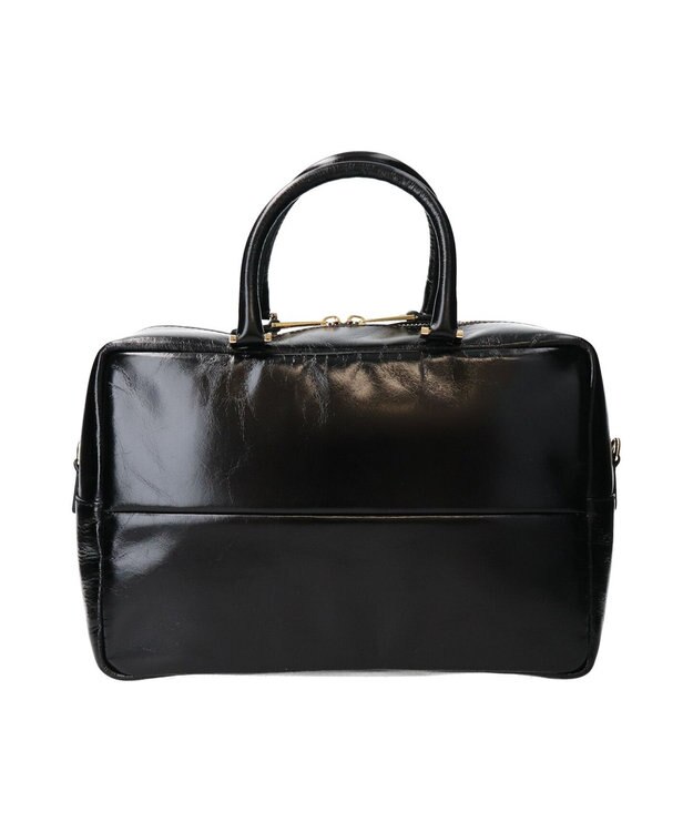 INTER-CHAUSSURES 【CHRISTIAN VILLA】ボックスシルエットレザーハンドバッグ ブラック