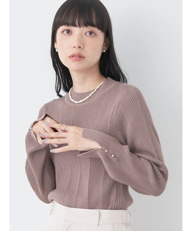 earth music&ecology 袖パールハイネックリブプルオーバー Mocha