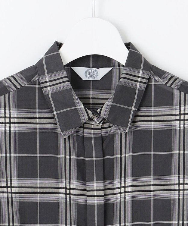 J.PRESS LADIES 【WEB限定カラーあり・洗える】SOFT SHEER チェック ロング シャツ スレートチェック系