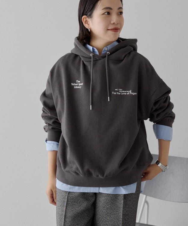 AMERICAN HOLIC 刺繍ロゴ裏起毛パーカー Charcoal Gray