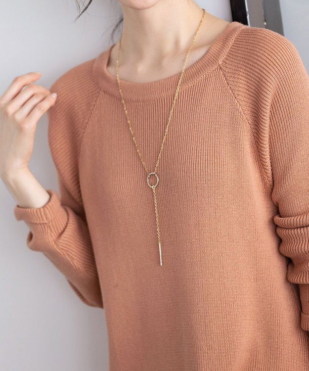 Tiaclasse L 【洗える】リラックス感のあるラグランスリーブニット オレンジ