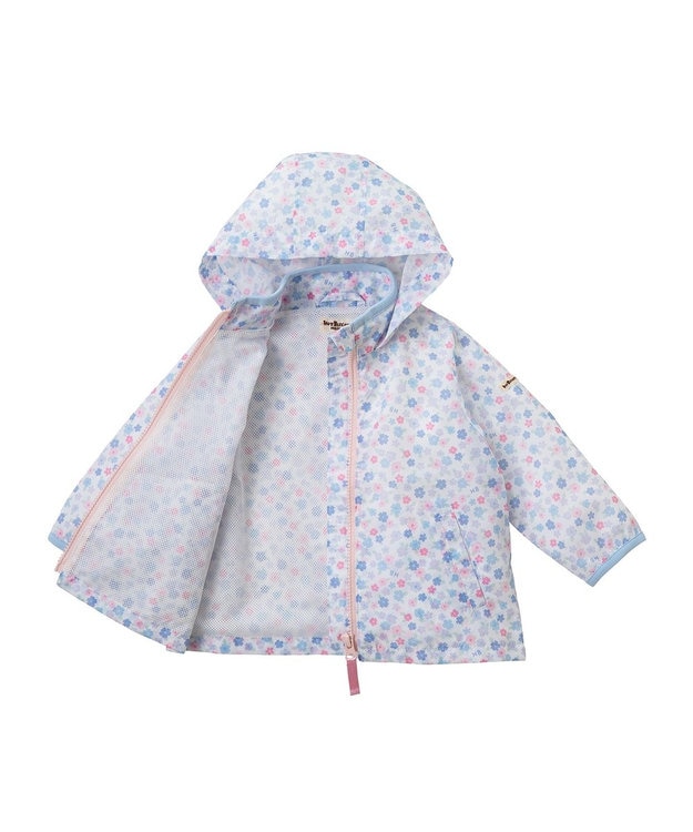 MIKI HOUSE HOT BISCUITS 【80-120cm】 総柄 はっ水 ウインドブレーカー サックス