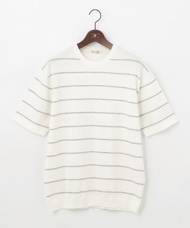 JOSEPH ABBOUD MOUNTAIN 【SPACE／UNISEX】OGコットンストレッチボーダー ニットTシャツ ホワイト系2