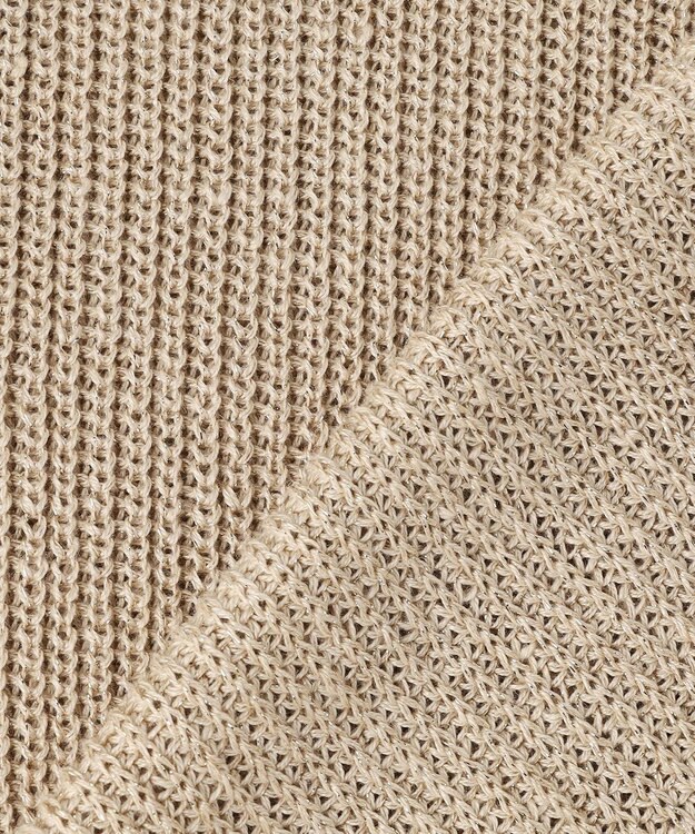 自由区 L リネンミドルゲージプルオーバー ニット ベージュラメ