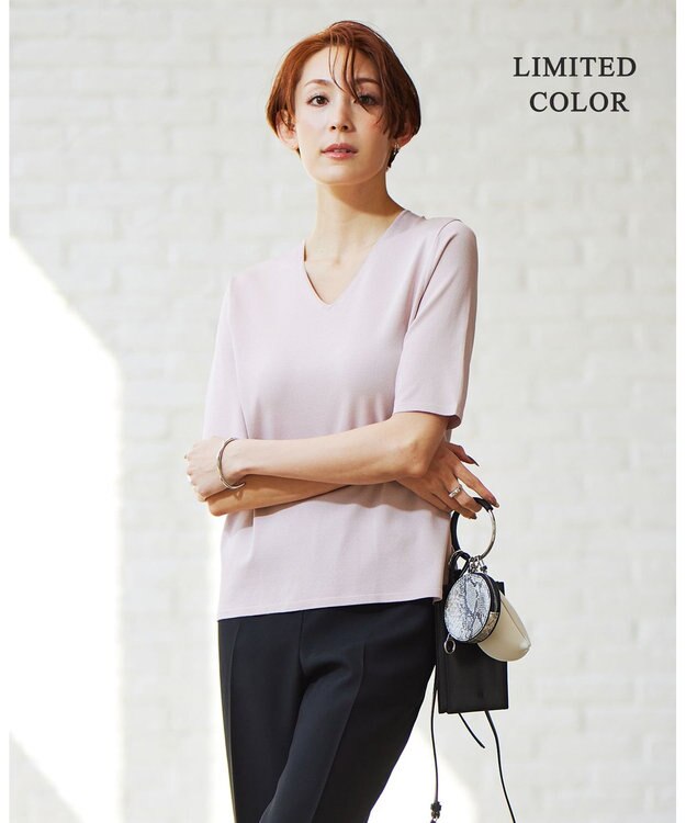 ICB L 【WEB限定カラーあり】 シンセティックハイゲージ 半袖ニット ピンク系［WEB限定］