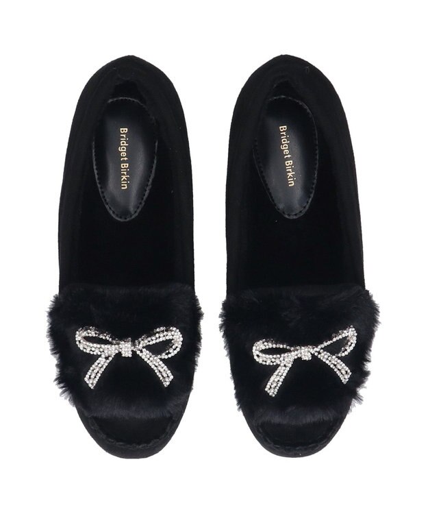 Bridget Birkin 【Bridget Birkin】キラキラリボンムートンシューズ ブラックスウェード