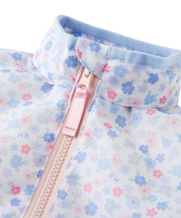 MIKI HOUSE HOT BISCUITS 【80-120cm】 総柄 はっ水 ウインドブレーカー サックス