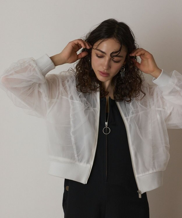 GRACE CONTINENTAL チュールギャザーブルゾン ホワイト