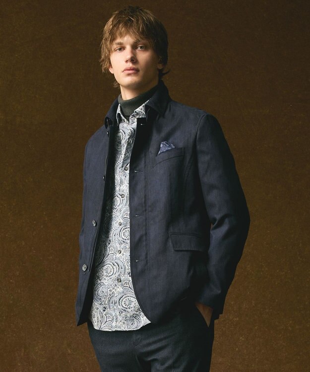 JOSEPH ABBOUD 【LIBERTY・綿100％】リバティペイズリープリントコーデュロイ シャツ ネイビー系6