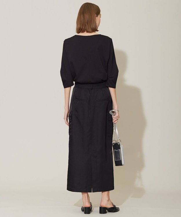 ICB 【洗える】ヘビーナイロンツイル スカート ブラック系