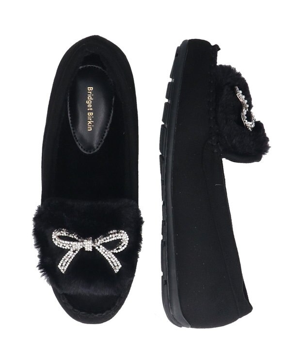 Bridget Birkin 【Bridget Birkin】キラキラリボンムートンシューズ ブラックスウェード
