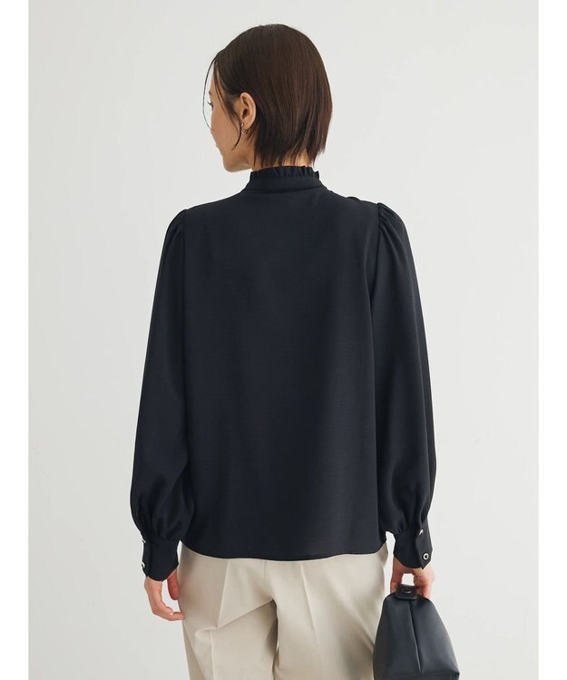 Green Parks ・ＥＬＥＮＣＡＲＥ　ＤＵＥ　ピンタックスタンドブラウス Black