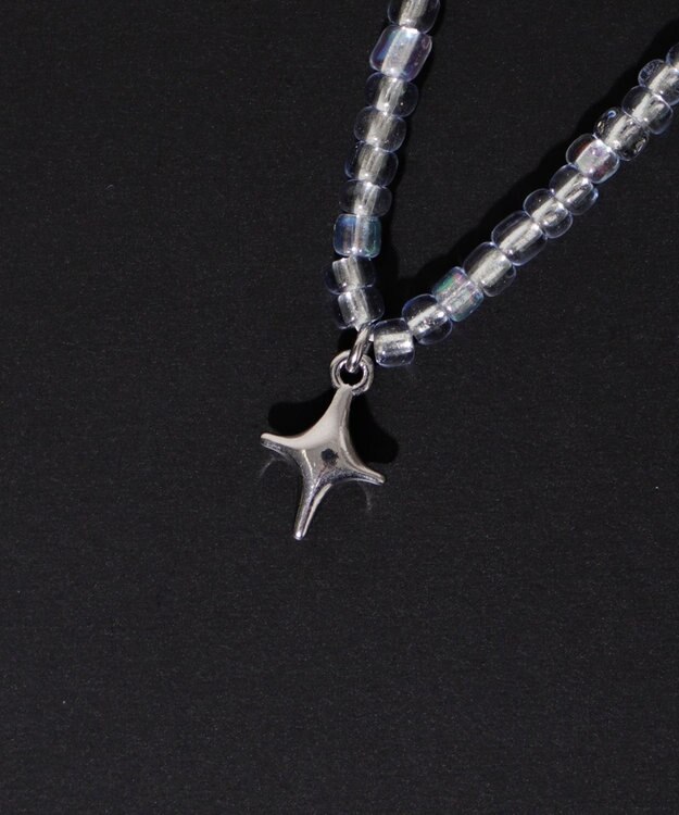 WEGO Mメタルモチーフビーズネックレス ライトグレー