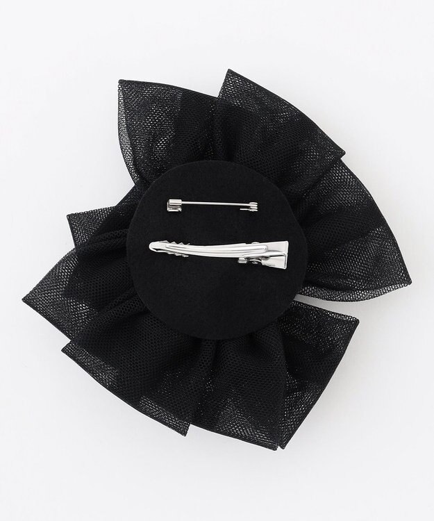 組曲 リボンレイヤードコサージュ ブラック系