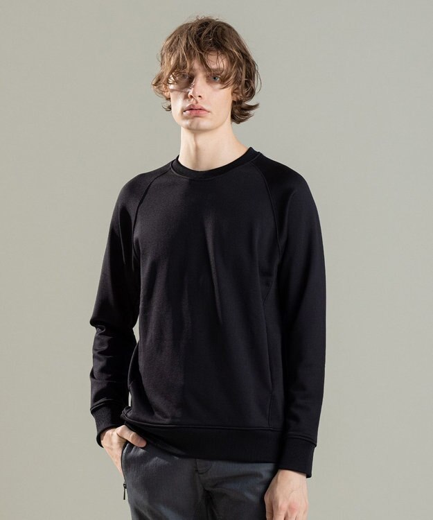 JOSEPH HOMME コットンナイロンテリー　クルーネックスウェット ブラック系