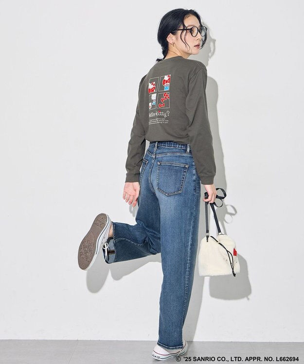 ANY 【ハローキティ×ANY】ロゴTシャツ チャコールロゴ