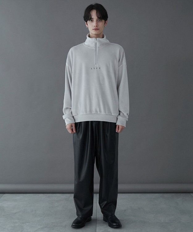 WEGO 【ユニセックス着用ITEM】マイクロシャギーワンポイントハーフZIPプルオーバー ライトグレー