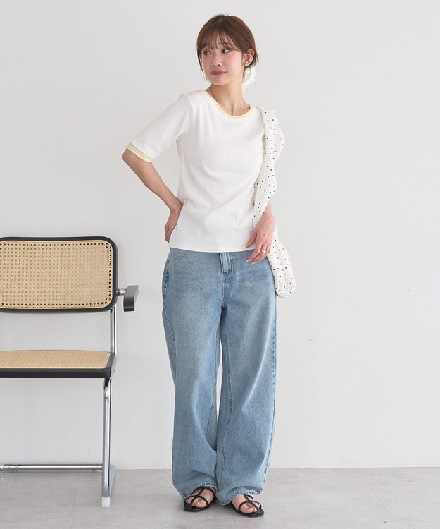 earth music&ecology レイヤードライクバイカラープルオーバー Off White