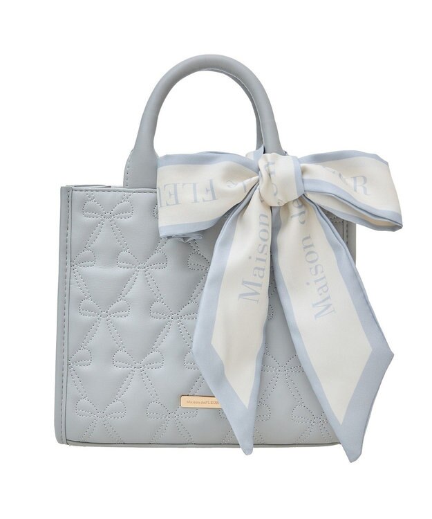 Maison de FLEUR EC限定スカーフ付リボンキルティングバッグ Grayish Blue