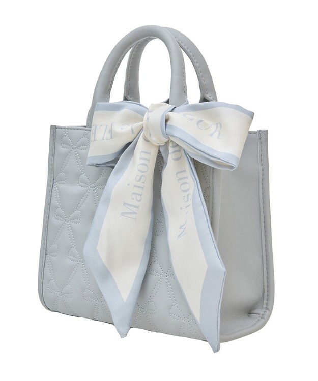 Maison de FLEUR EC限定スカーフ付リボンキルティングバッグ Grayish Blue
