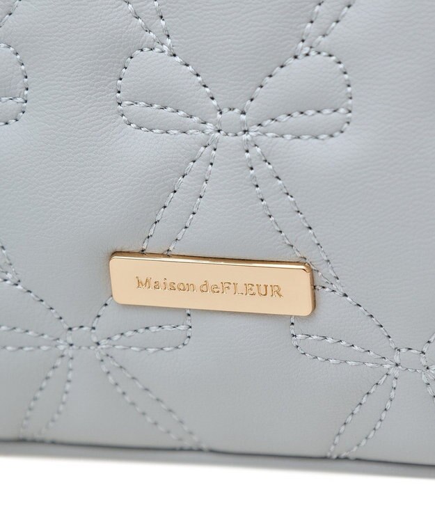 Maison de FLEUR EC限定スカーフ付リボンキルティングバッグ Grayish Blue